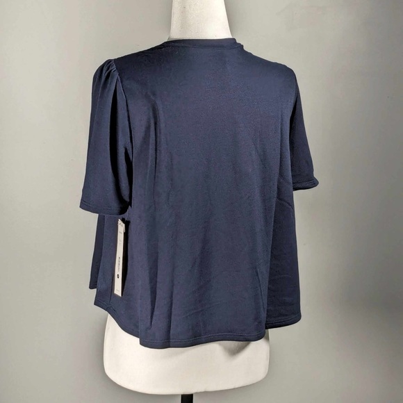 NWT AQUA SMOCKED GATHERED T-SHIRT - M - Picture 2 of 6